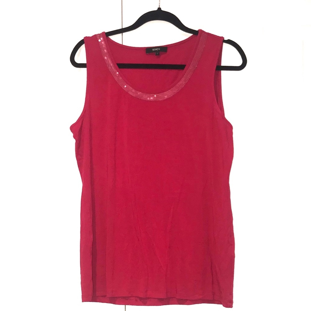 Bonita Womens Pink Embroidered Tank Top L